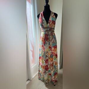 PROM is coming!!!!Floral Halter Maxi Dress